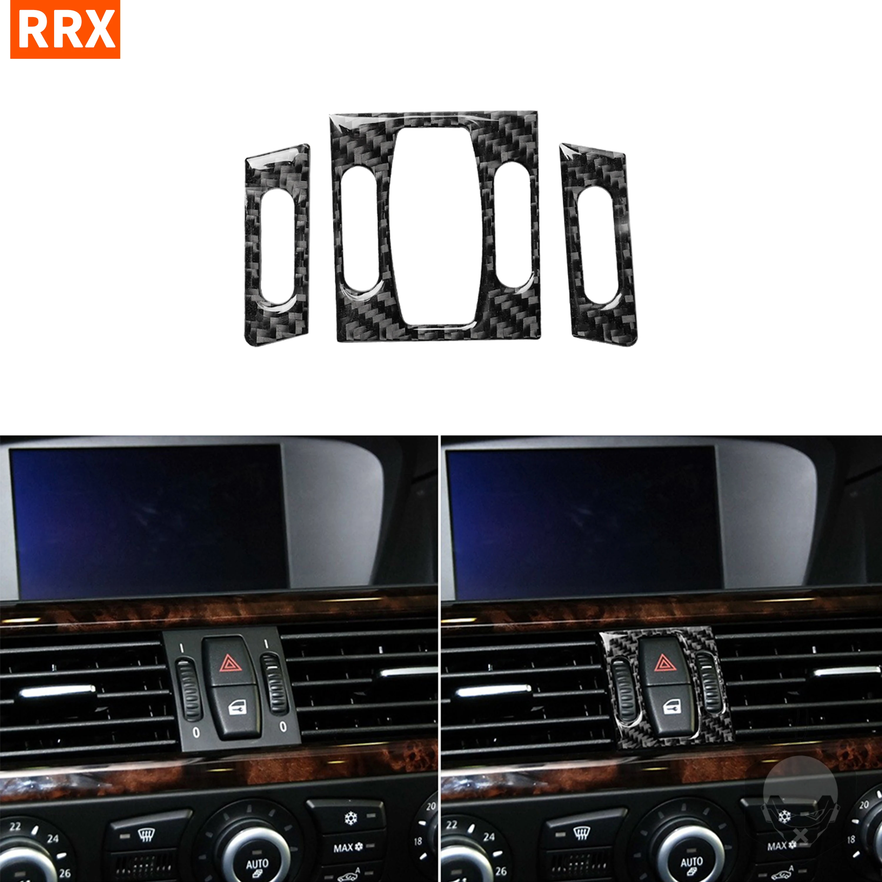 

For BMW E60 5 Series 2004-2010 Carbon Fiber Interior Front Air Conditioner Outlet Decorative Frame Styling Cover Trim Stickers