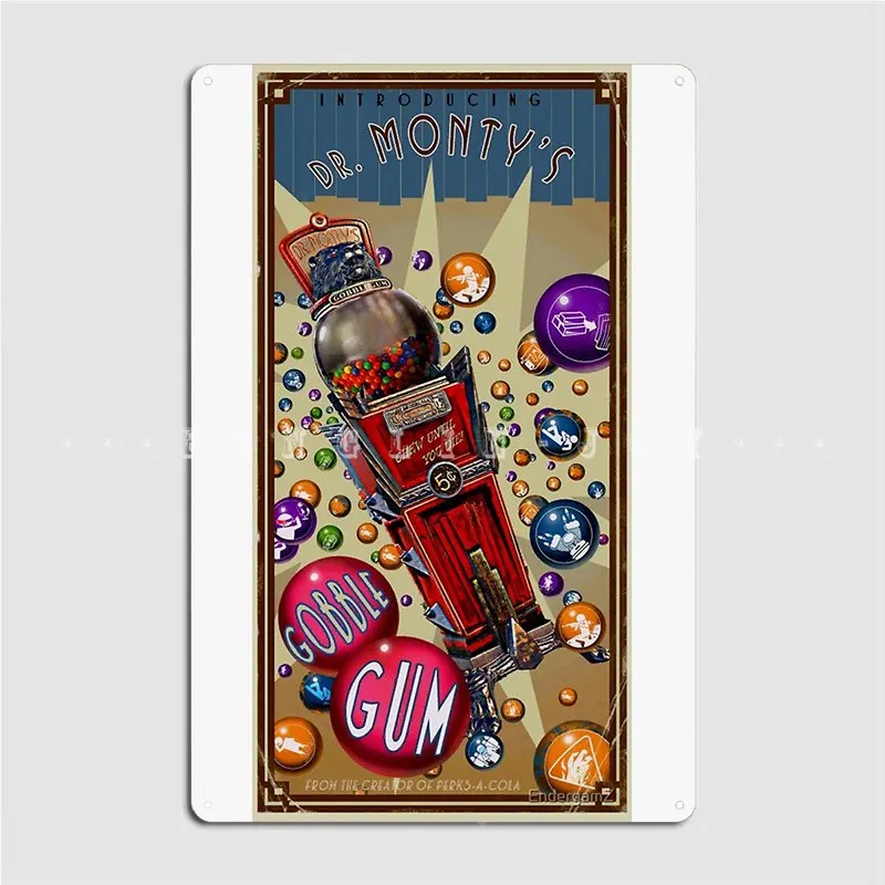 Dr. Monty's Gobblegum Poster Metal Plaque Wall Cave Plates Club Bar Decoration Tin Sign Poster