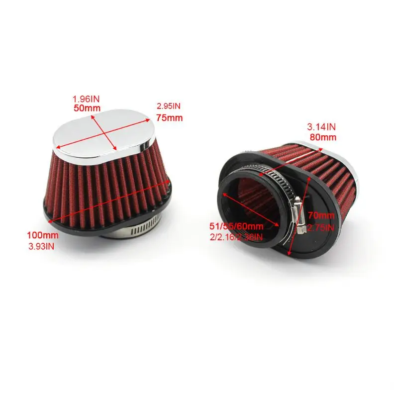 Universal Motorcycle Air Filter Motor Car Motorbike Air Intake Modified Accessory Minibike Auto Mushroom Head Filter 51/55/60mm