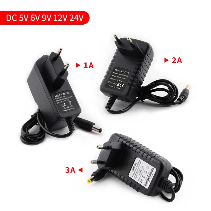 Power Supply Adapter DC 5V 9V 12V 24V 1A 2A 3A EU US Power Adaptor DC Swiching 220V To 12V 24V Led Strip lamp