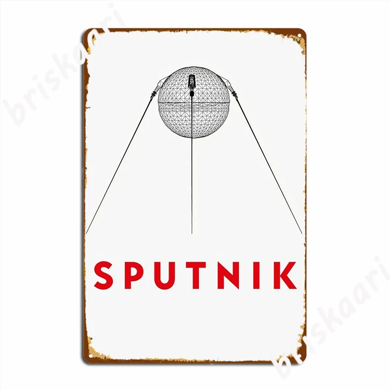 Minimal Soviet Sputnik 3d Metal Sign Cinema Living Room Printing Mural Wall Plaque Tin Sign Posters