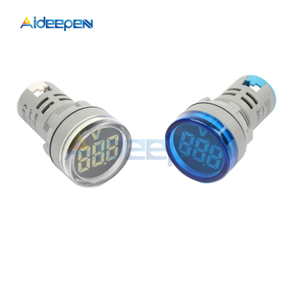 22MM AC 20-500V Round Mini LED Digital Voltmeter AD101-22VM AC Voltage Tester Meter Indicator Light Pilot Lamp 110V 220V