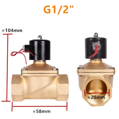 normally closed one way 2W solenoid valve Electric coil gas 1/2inch DN15 DC12 24V AC24 110 220V Brass