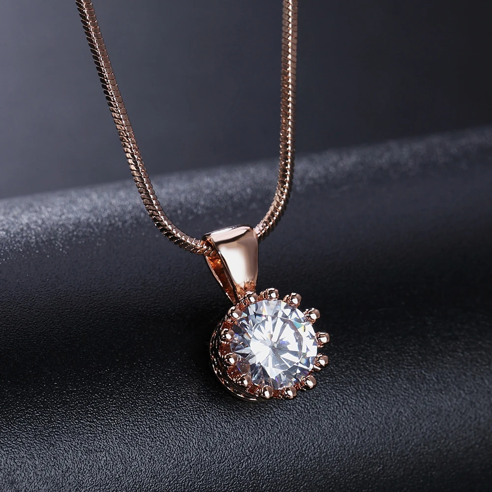 Classic Trendy Wedding Sets For Women Engagement Necklace Earring Rose Gold Color Fashion Jewelry S169