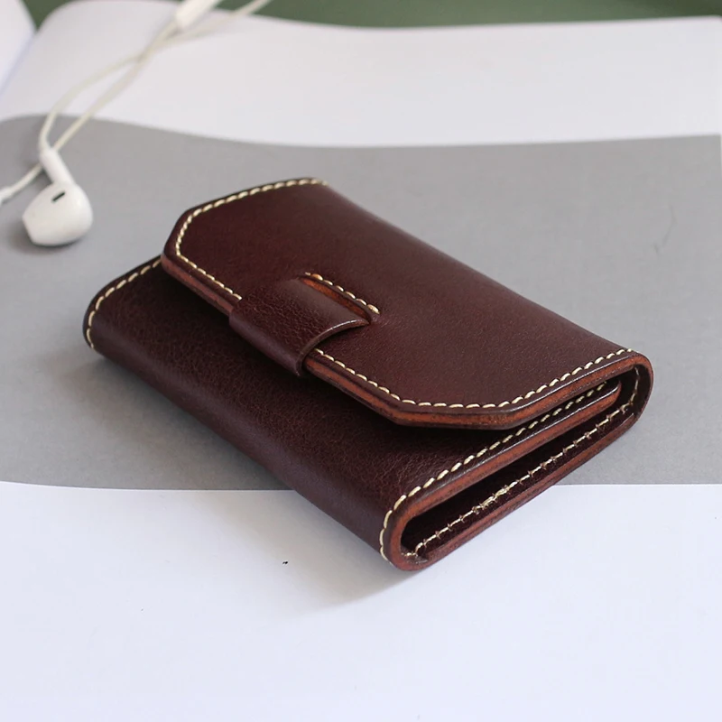 Luxury Organizer Key Wallets Men Cowhide Leather Top End Handmade Retro Housekeeper Key Bags Women Hasp Keychain