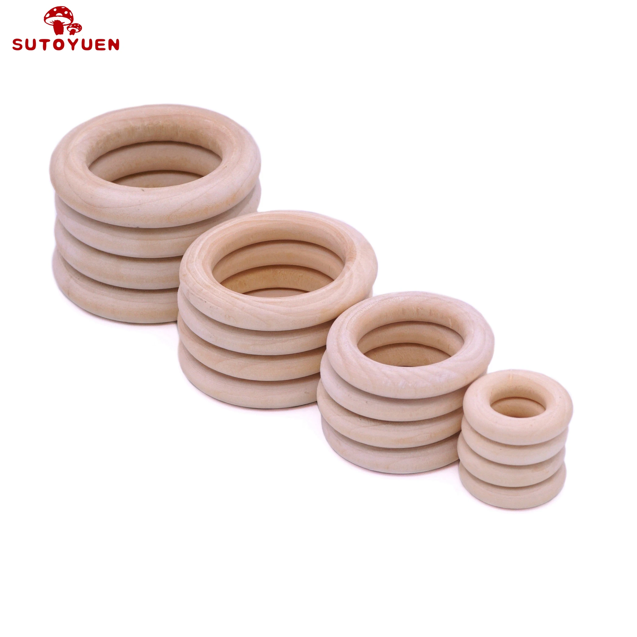 

Sutoyuen 25-55mm Natural Wood teething beads Wooden Ring for Teethers DIY wooden Jewelry Making Crafts Unfinished Wood