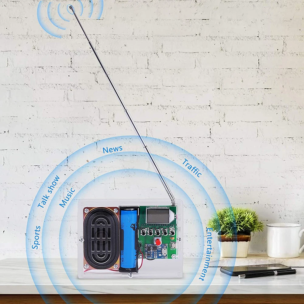 Kit electrónico de bricolaje, módulo receptor de Radio FM 76-108MHz, Kit de altavoz de Radio, modificación de frecuencia, LCDDisplay, práctica de