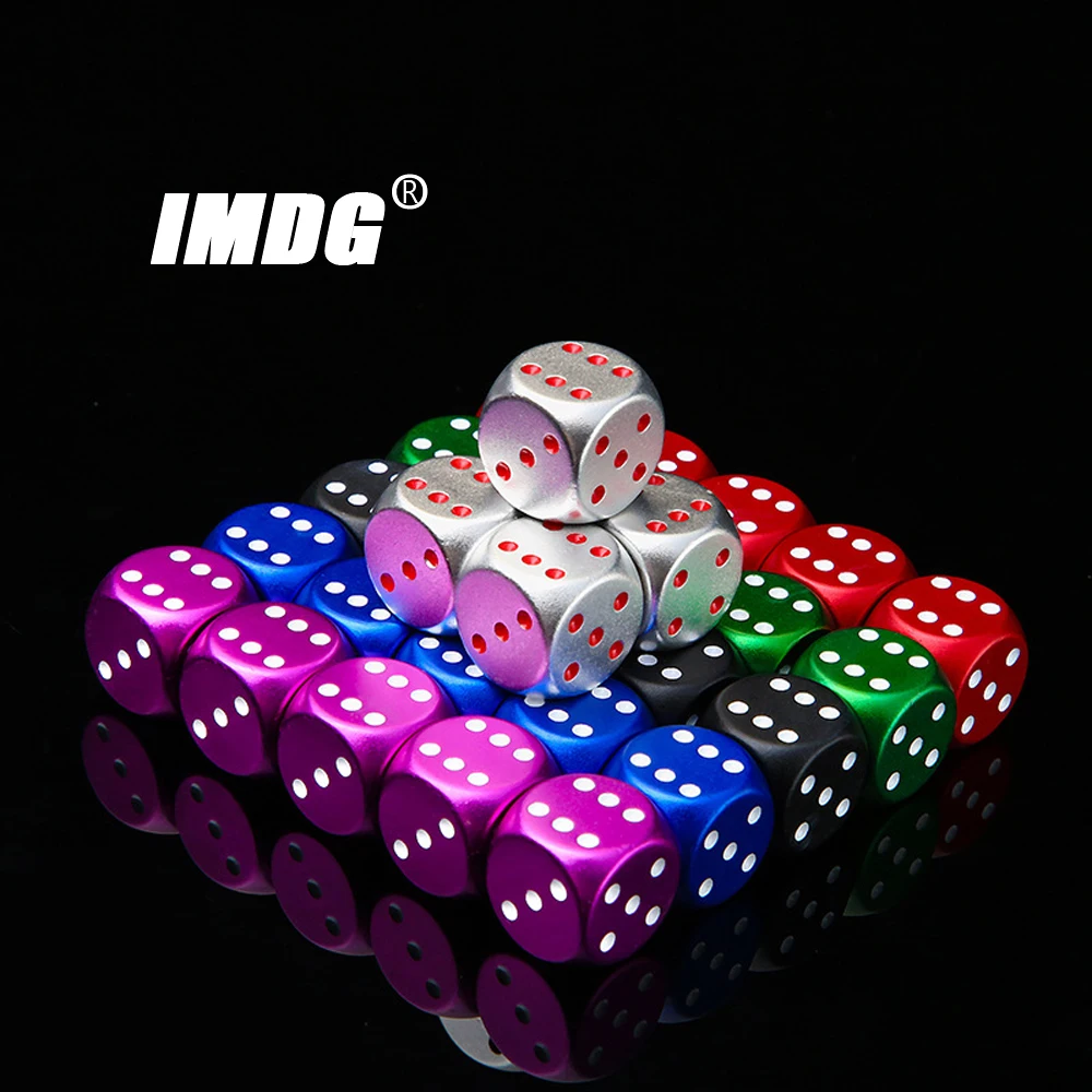 1pc New Colorful Aluminum Alloy  Metal Dice 16mm Round Corner Boutique Game Dice