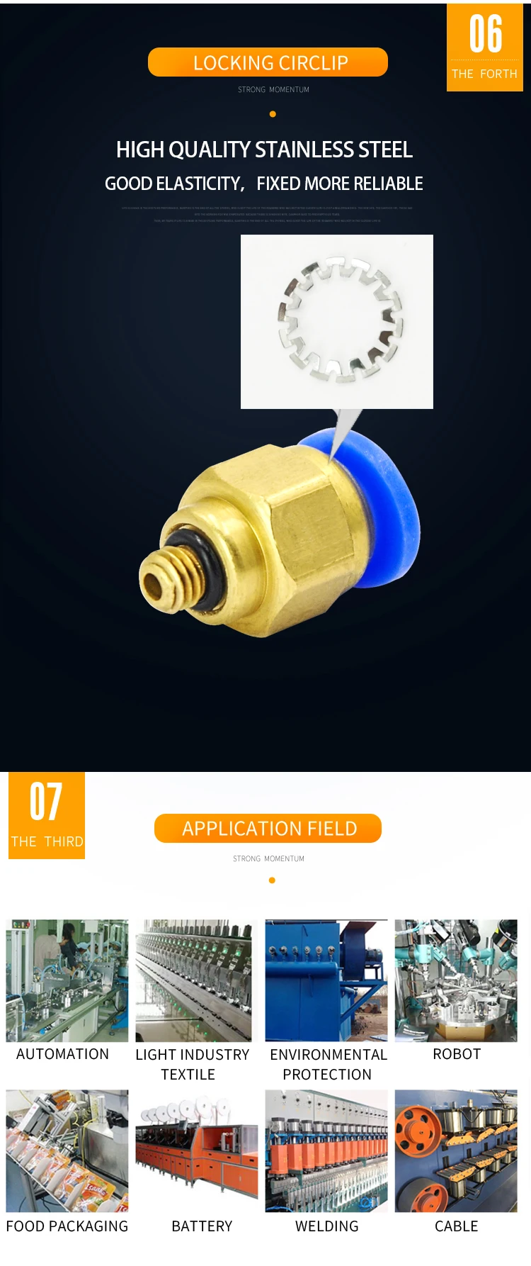 Hochwertige 100 Stück BSPT PC6-M6, 6mm auf M6 Pneumatikverbinder, gerade, männlich, One-Touch-Fittings – Detail 8