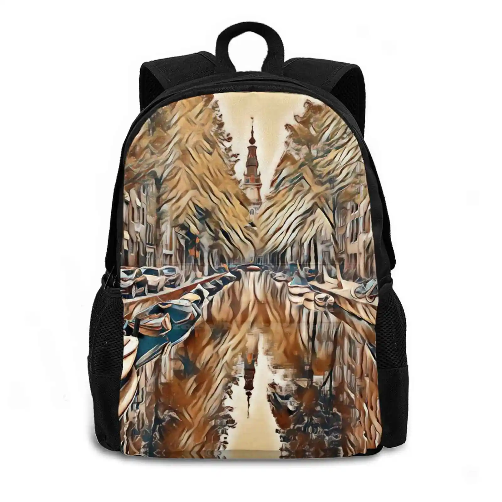 Amsterdam City Skyline Art Hot Sale Schoolbag Backpack Fashion Bags Amsterdam Skyline Fashion Art For Women Artistic Designers