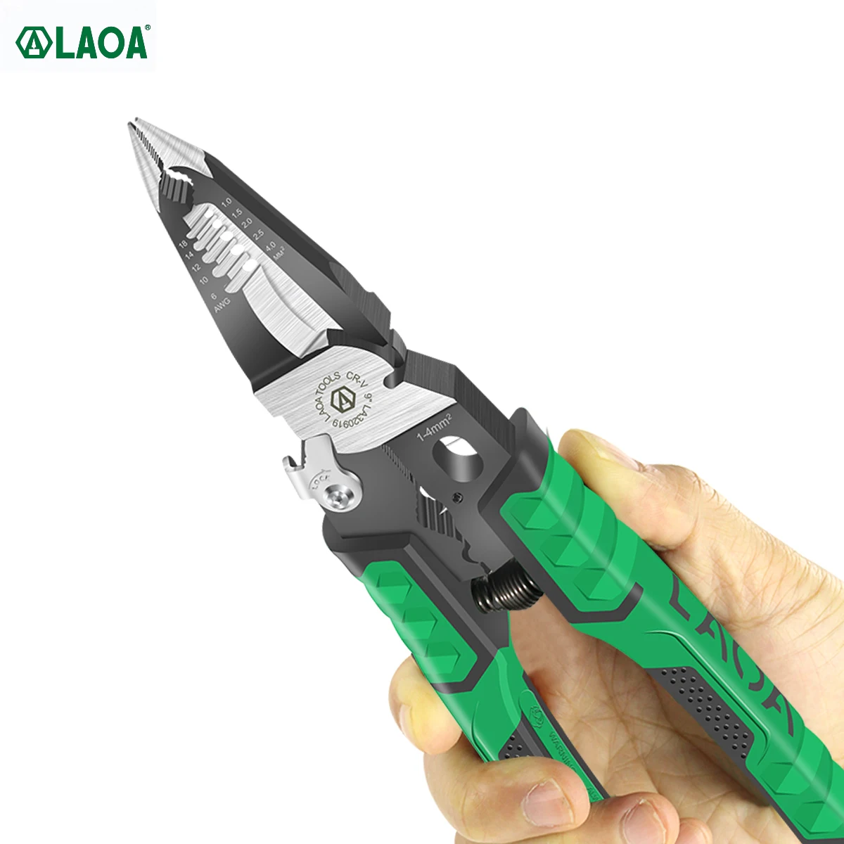 

LAOA Electrician Long Nose Pliers 9" Multifunction Needle Nose Pliers Wire Stripping Cable Cutters Terminal Crimping Tools