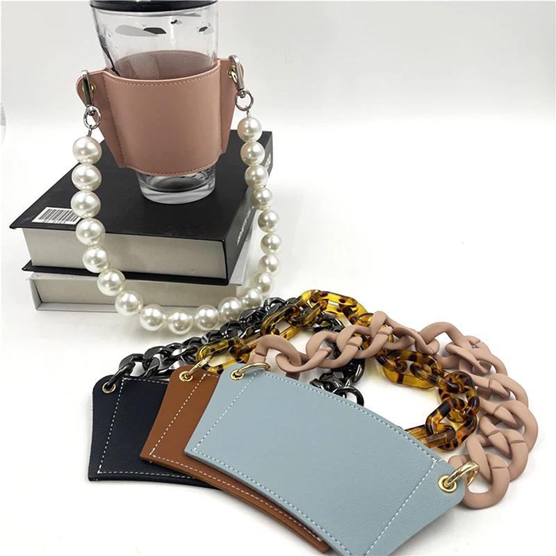 Cute Water Bottle Holder With Strap PU Leather Milk Tea Cup With Portable Glass Water Bottle Case Coffee Cup Bag Beverage Cover