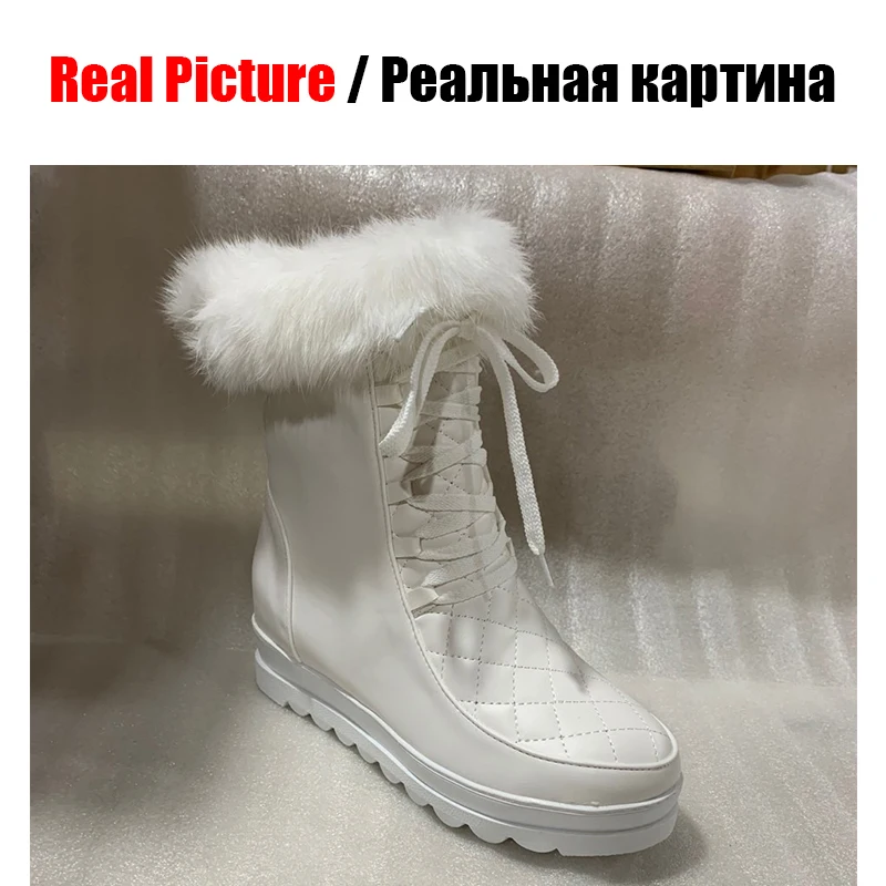 DORATASIA Big Size 34-43 Ladies Height Increasing Snow Boots Women Cross Tied Zip Shoes Woman Casual Winter Warm Fur Ankle Boots