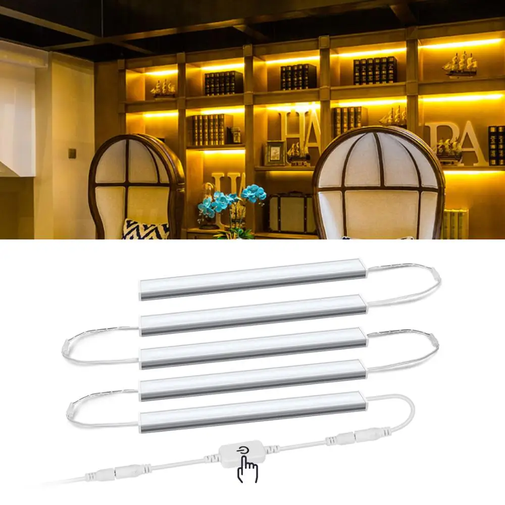 

Series Connection 5 Bar Lamps Dimmable Touch Switch Aluminum Wall Light for Kitchen Wardrobe Cupboard Lighting 30cm 40cm 50cm