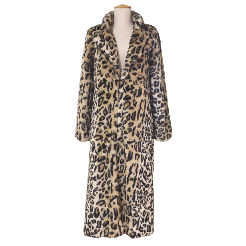 long maxi leanpard fur coat