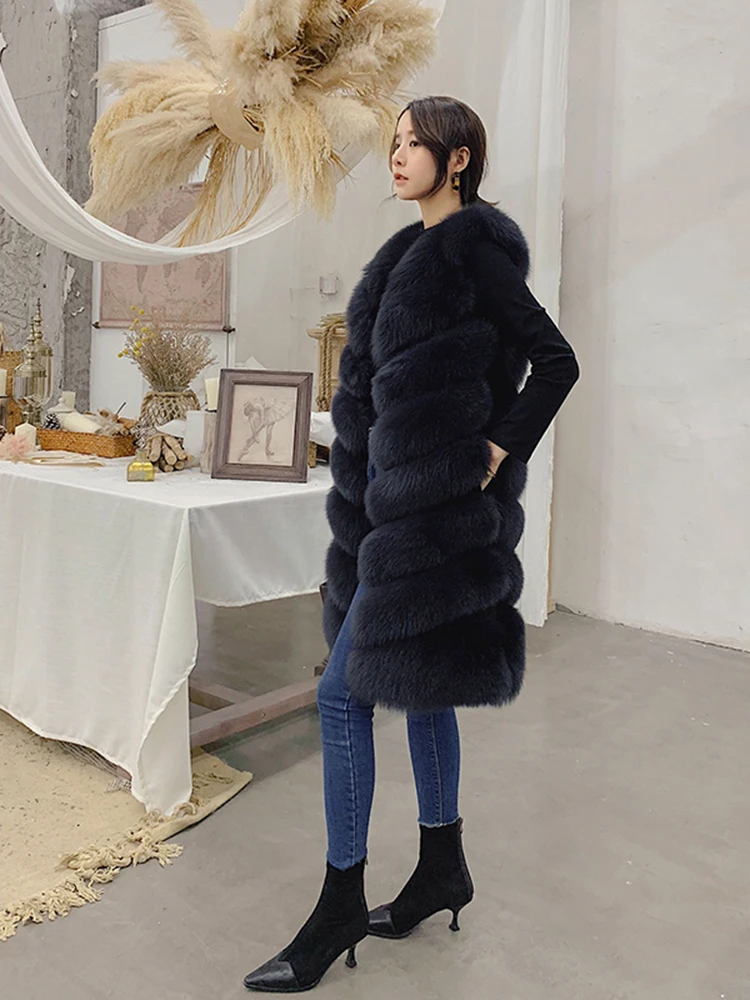 2020 New Real Natural Fur Fox Vest Ladies Winter Long Slim Slimming Fox Vest