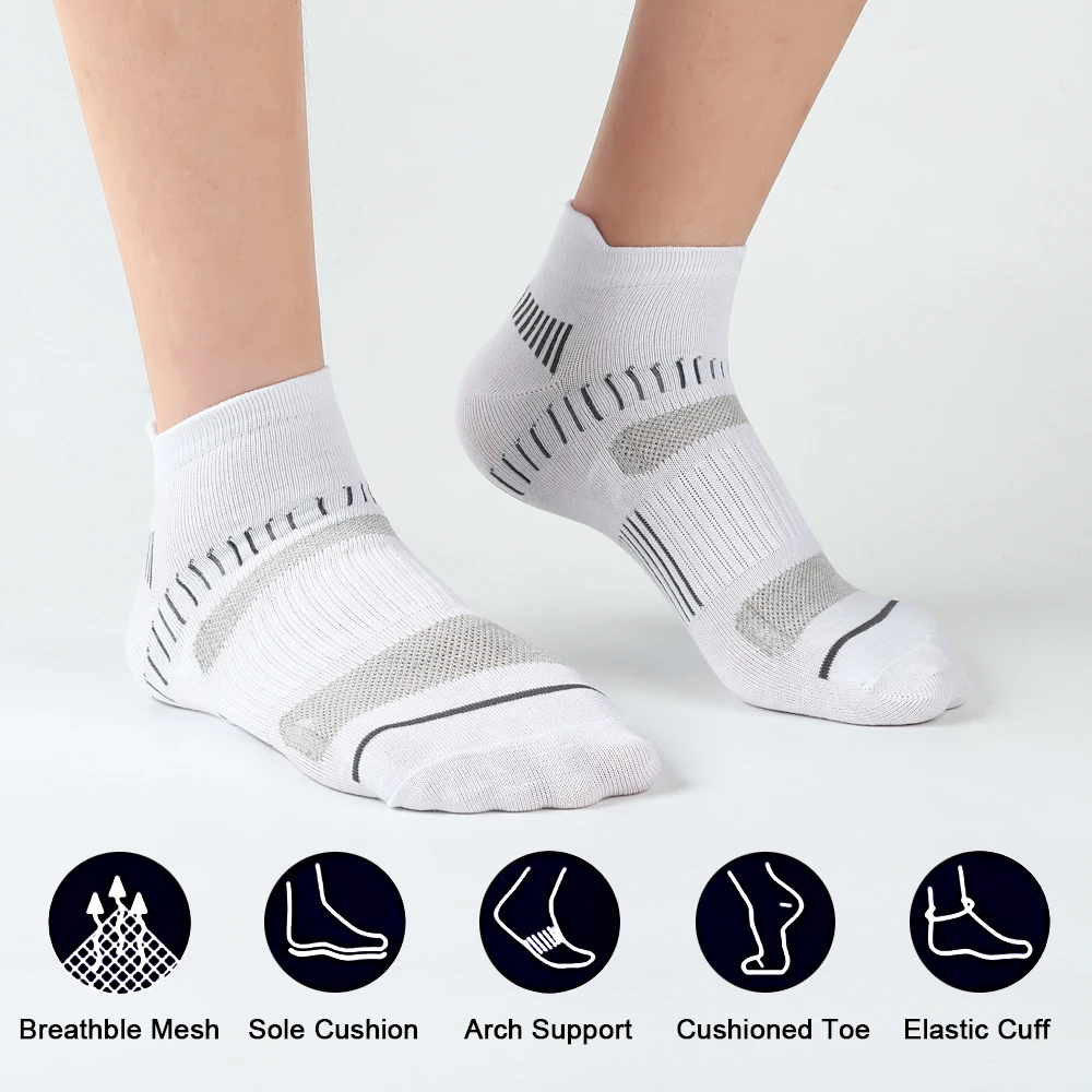 Summer Men Ankle Socks10 Pair High Quality Cotton Athletic Cushioned Breathable Casual Sports Socks Male Short Socks Size 38-48