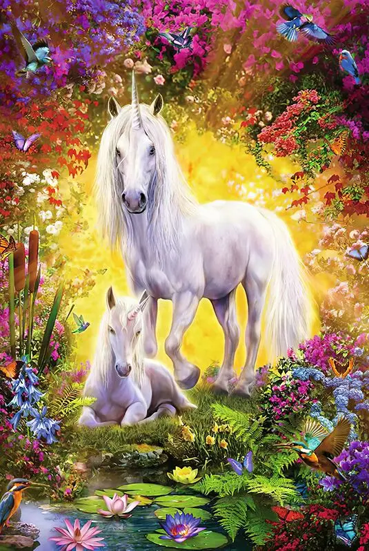 

Child and mother unicorn The wooden puzzle 1000 pieces ersion jigsaw puzzle white card adult children's educational toys