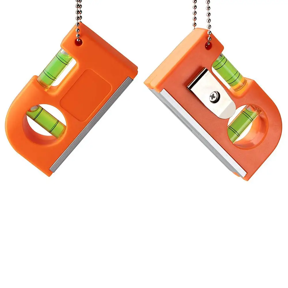 2 In 1 Alat Level Saku Mini 2 Alat Instrumen Level Mesin Pabrik Kait Gantungan Kunci Logam Perata Roh Gelembung