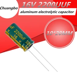 10pcs-100pcs 2200UF 16V 10*20 Low ESR/Impedance high frequency aluminum electrolytic capacitor size 10*20MM 16V 2200UF 20%