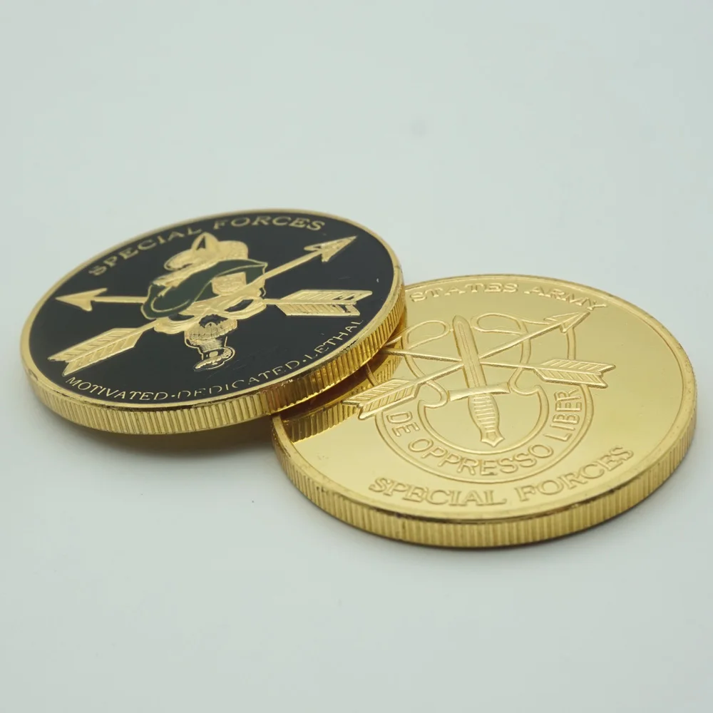 5pcs/lot 1 OZ United States Army Special Forces Gold Plated Coin Metal Round Challenge Coins Gift For Collection