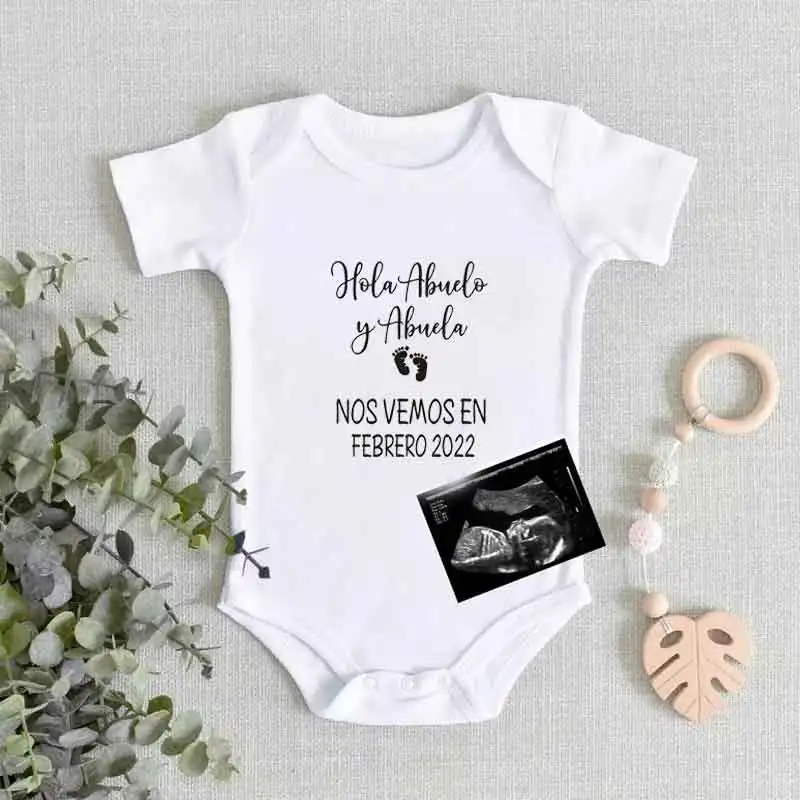 Holy Abuelo Y Abuela Nos Vemos En Enero 2022 Baby Announcement Bodysuit Jumpsuit Pregnancy Reveal Clothes Baby Shower Gift