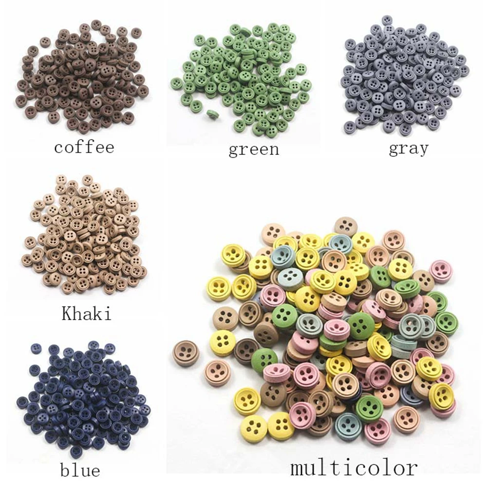 100pcs 9mm mini  Wooden Buttons For Sewing clothing Scrapbooking Crafts Doll Accessories