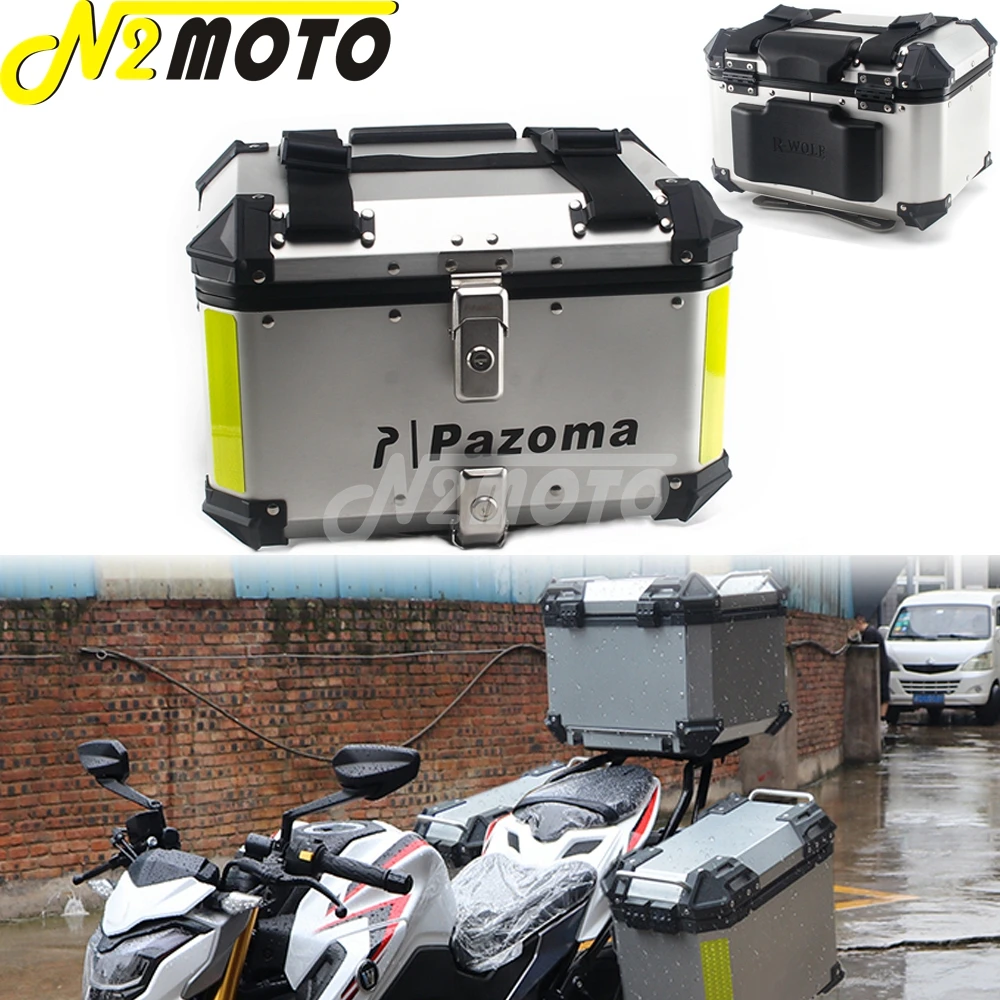 

42L Waterproof Motorcycle Boxes Rear Top Case Bag Luggage Boxes Suitcase Pannier Cargo Box For Kawasaki Suzuki Honda BMW