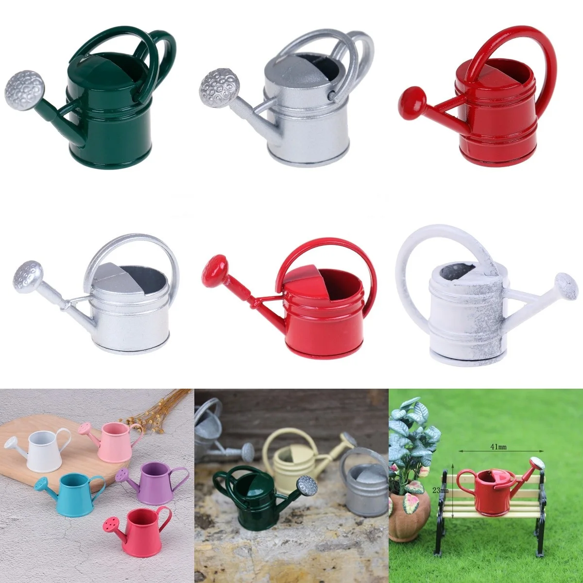 1Pcs 1/12 Metal Watering Can Garden Miniature Decoration For Children Kids Dolls Acces Dollhouse Miniature Furniture Toys