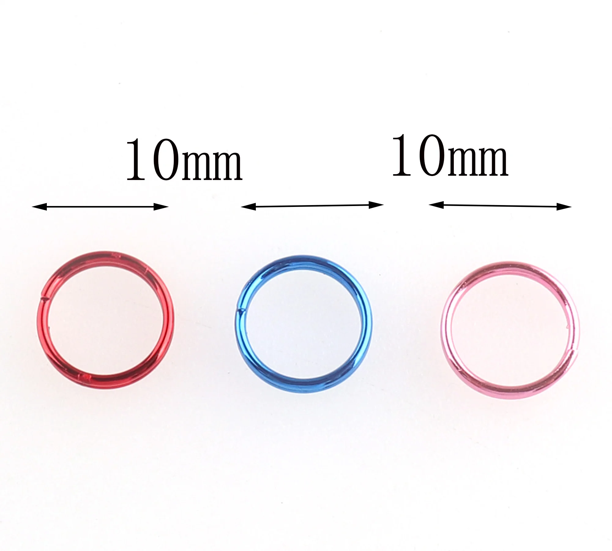 20pcs 10mm Key Ring Blue/Red/Pink Key Chain Jump Ring Replacement DIY accessories Jewelry Purse Handbag Bag Making Hardware