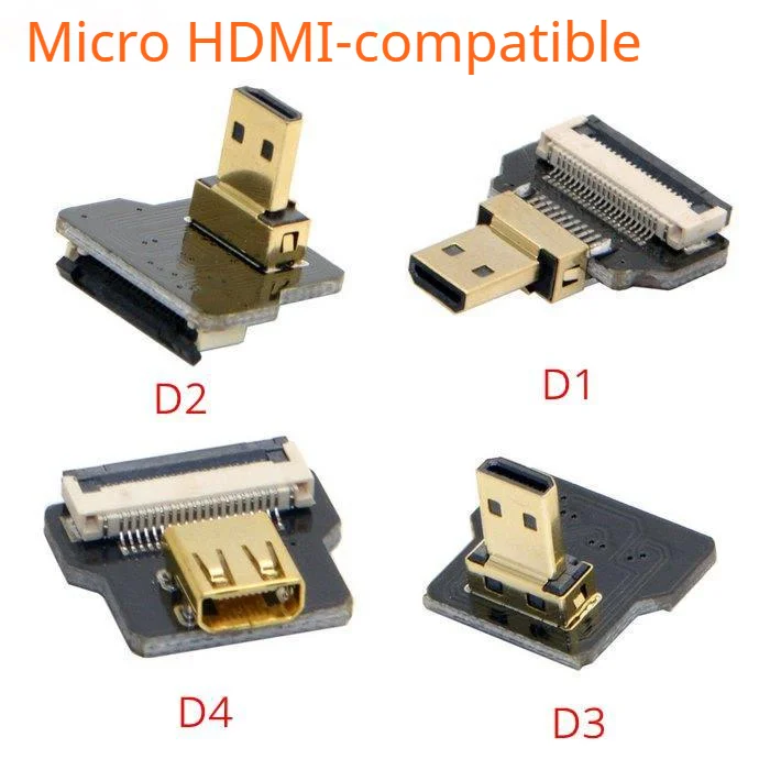 Free DHL Ribbon Flat FPV HDMI-compatible Connector flex Cable raspberry Pi Micro HDMI to HDMI/Mini HDMI 90 Degree FFC 20pin