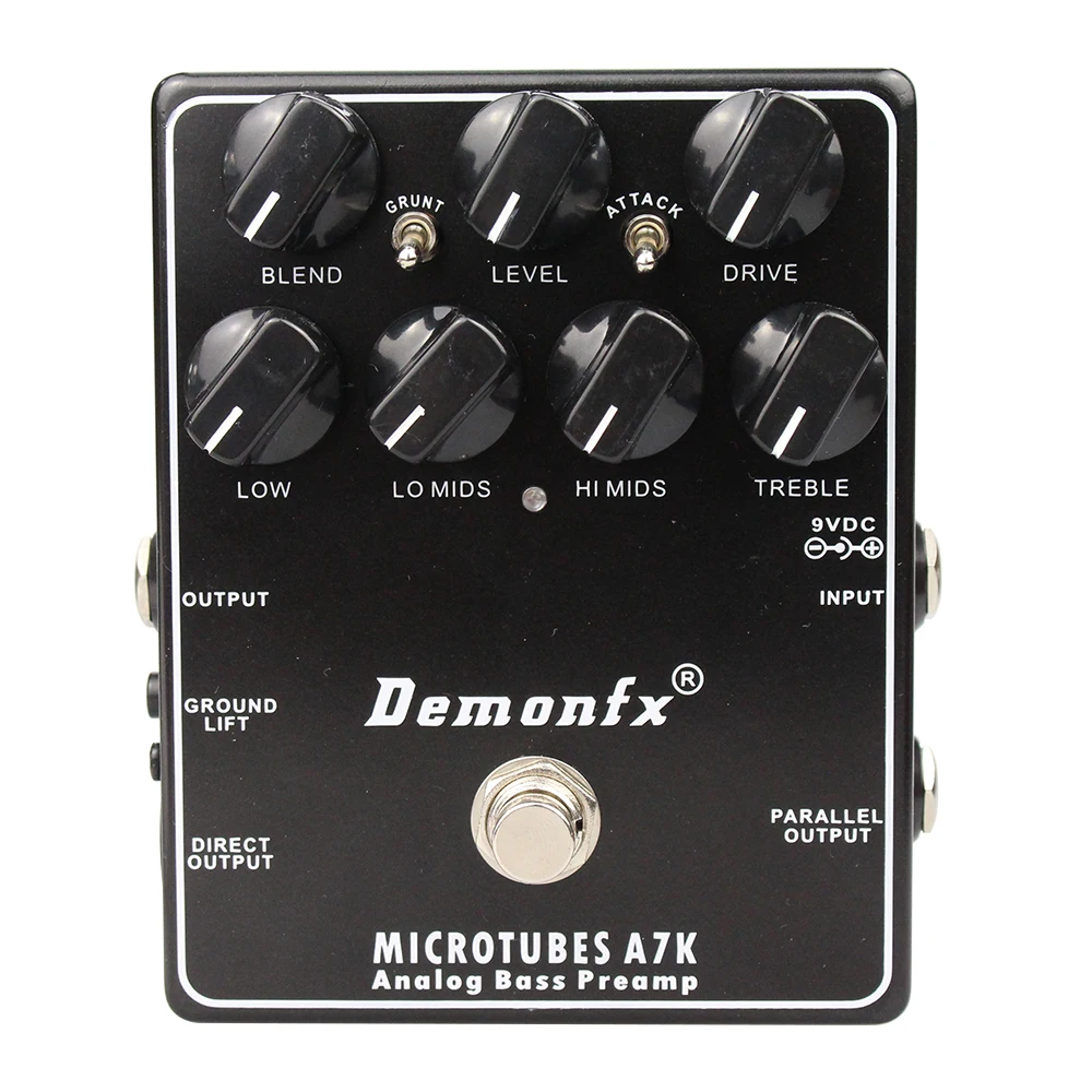 Demonfx Analog Bass Preamp Bass Effect Pedal Overdrive Preamp Compressor High Quality MICROTUBES A7K