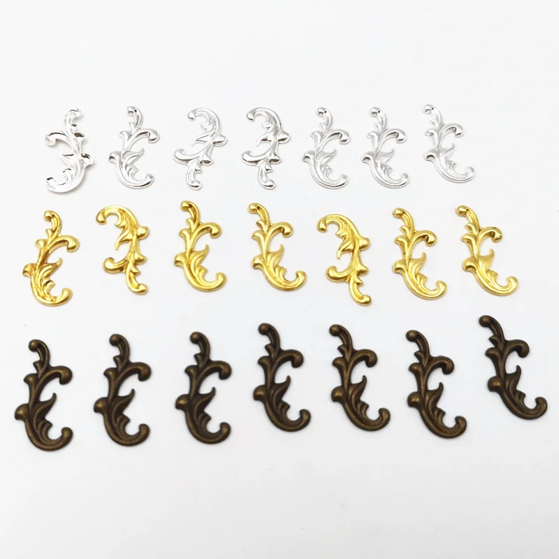 50 PCS 8X17mm Gold /Silver Color Brass Flower Filigree Flower Slice Charms Jewelry DIY Accessories Making