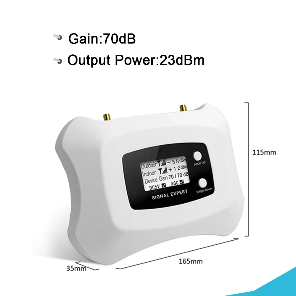 Walokcon 4G LTE/DCS 1800 Signal Repeater GSM 4G LTE 1800 MHz Cellular Signal Amplifier Band 3 70dB Gain LCD Display 4G Booster