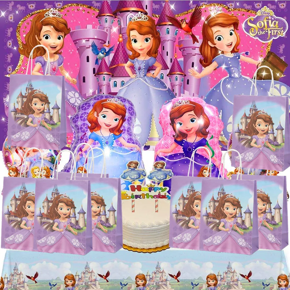 Multifunction Disney Sofia Party Bag With Handles 21x15x8cm Festival Princess Party Supplies Candy Gift Packing Bags Kraft Paper