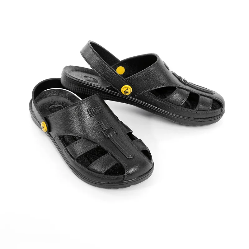 Anti-static Work Safety SPU Shoes Leather Sandals Slipper Non-slip Breathable Electronic Workshop Men Women