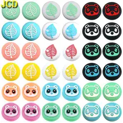 JCD 4PCS Animal Crossing Bear Leaf Pad Thumb Stick Grip Cap Joystick Cover For Switch NS Lite Joy-Con Controller