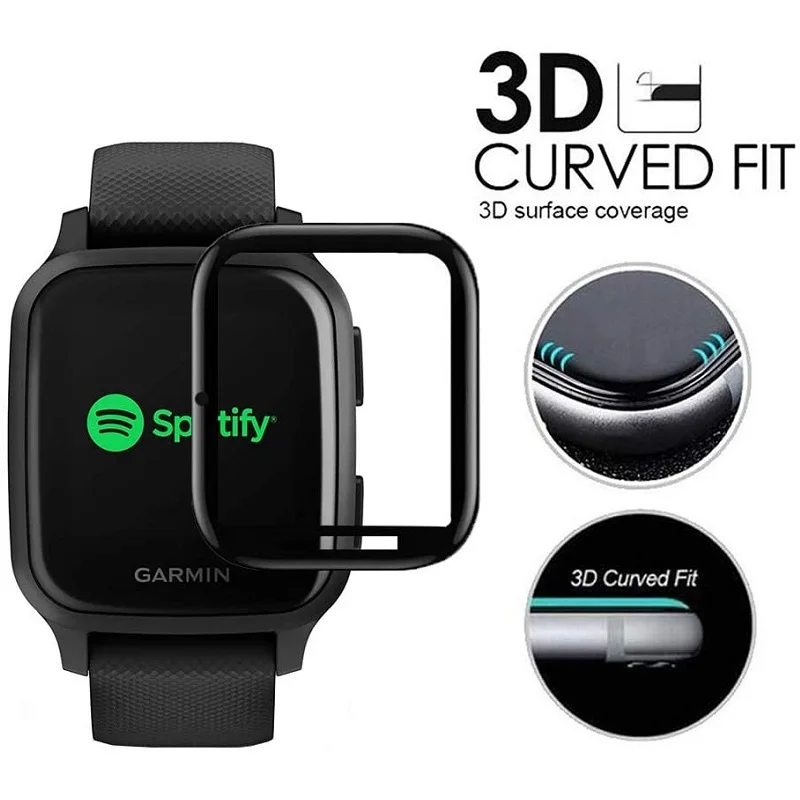 100PCS 3D Curved Soft Screen Protector for Garmin Venu SQ2 Music / Venu SQ  Smart Watch Full Cover Protective Film