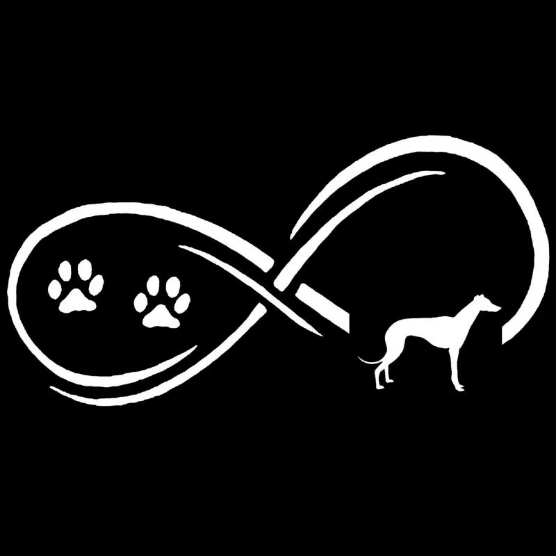 Volkrays Fashion Car Sticker Greyhound Dog Eternity Paw Print Accessories Reflective Sunscreen Vinyl Decal Black/Silver,7cm*16cm