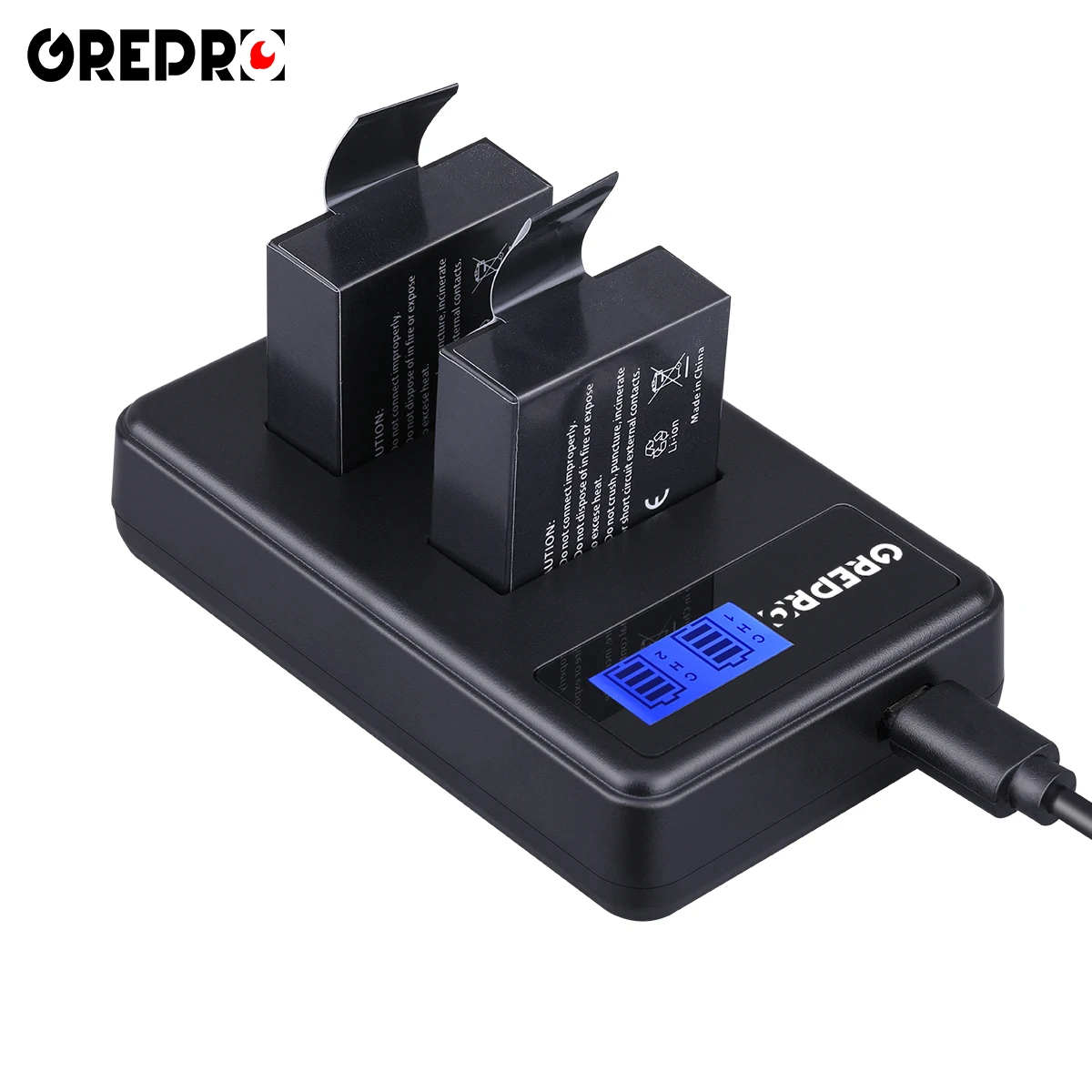 PG1050 SJ4000 PG900 Pin Có Màn Hình LCD Dual USB Sạc Cho SJCAM SJ5000 SJ6000 Sj7000 SJ8000 M10 EKEN 4K H9 h8 H9 GIT-LB101 GIT