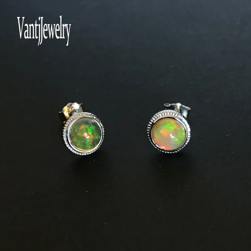 

Natural Opal Earrings Sterling 925 Silver Gemstone Oval 5mm for Women Wedding Anniversary Party Classic Fine Jewelry Gift