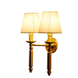 American Style Copper Wall Lamp E14 6W LED Bulb 12W Brass Wall Lighting Fashion Bedroom Light Living Room Art Decoration Light
