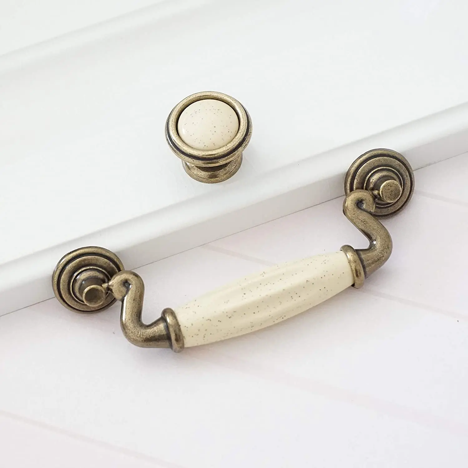 MFYS Ceramic Antique Bronze Furniture Handles Vintage Knobs and Handle for Cabinets and Drawers Retro Cabinet Hardware Door Knob