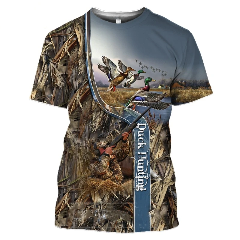 Top Men Tshirt Holiday 3D Print Wild Animals Mallard T Shirt Women O Neck Hound Reed Hide Field Hunt Game Cosplay Clothing