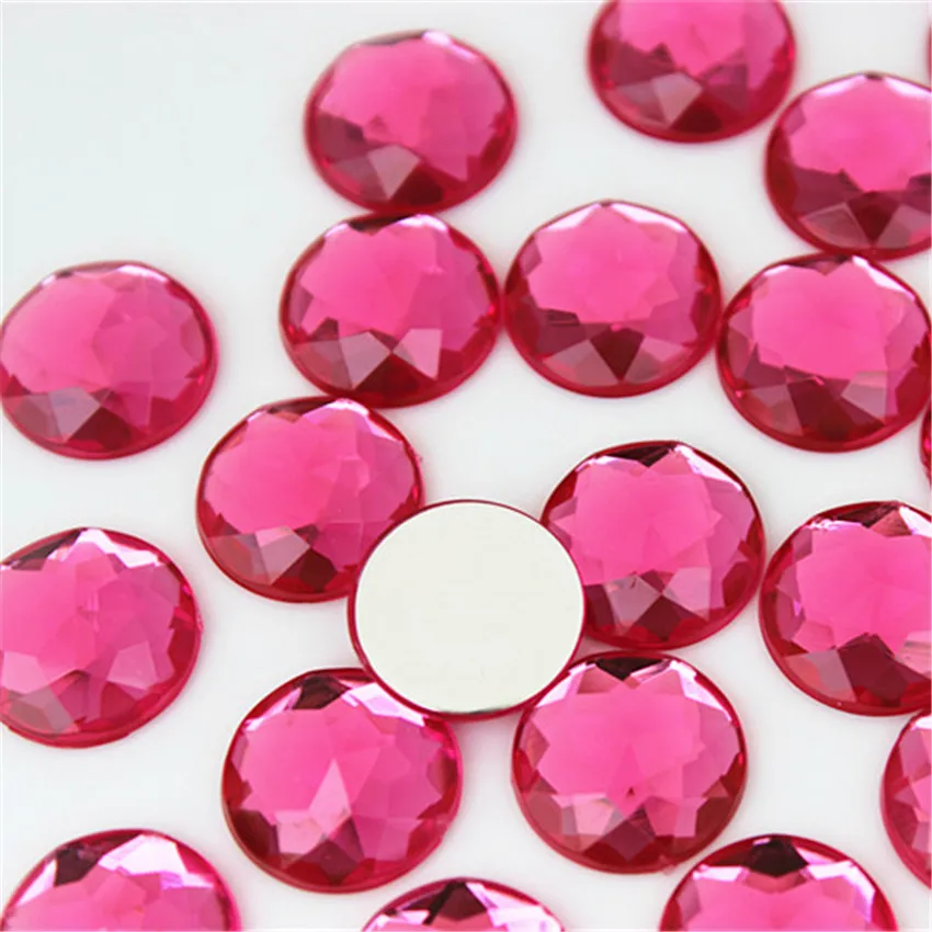 60pcs 14mm Round Acrylic Rhinestones Applique Stones And Crystals Flat Back Beads DIY Garment Crafts Accessories WC765