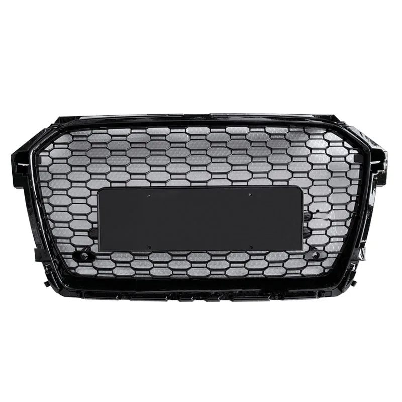 For Audi A1 2016 2017 2018  RS1 Honeycomb Grill Grille Black Frame Black Rings