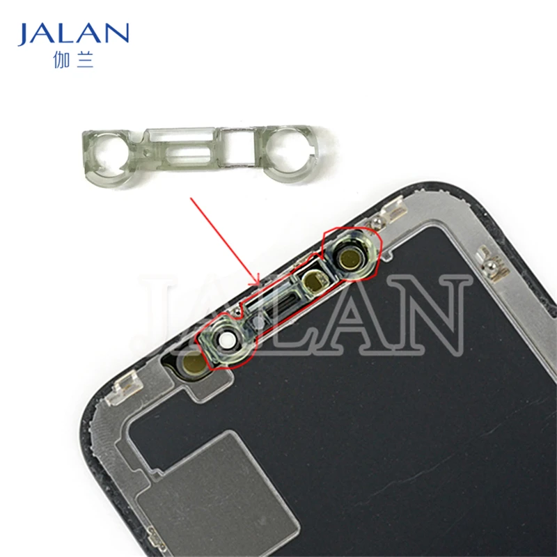 

50 шт./пакет, пластиковый держатель, комплект кольца передней камеры для iP X XS MAX XR 11 11Pro Max, ремонт с зажимом для кронштейна датчика освещенности