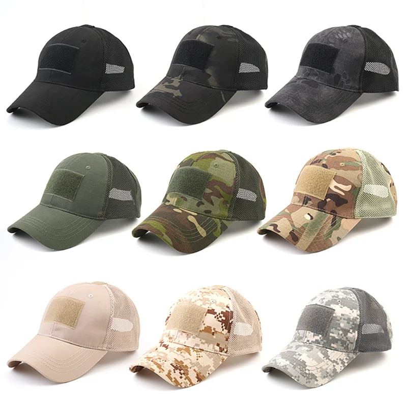 

Tactical Caps Camouflage Hat Simplicity Camo Hunting Mesh Cap Hat Outdoor Sport Snapback Stripe