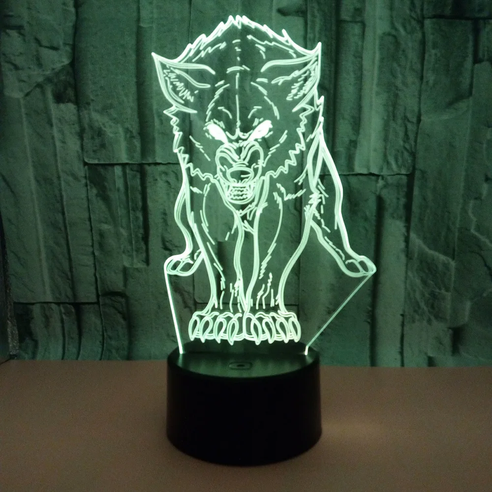 Wolf 3D Table Lamp Colorful Touch Remote Control LED Visual Light Creative Birthday Christmas Gift  Bedroom Decor 3D Night Light
