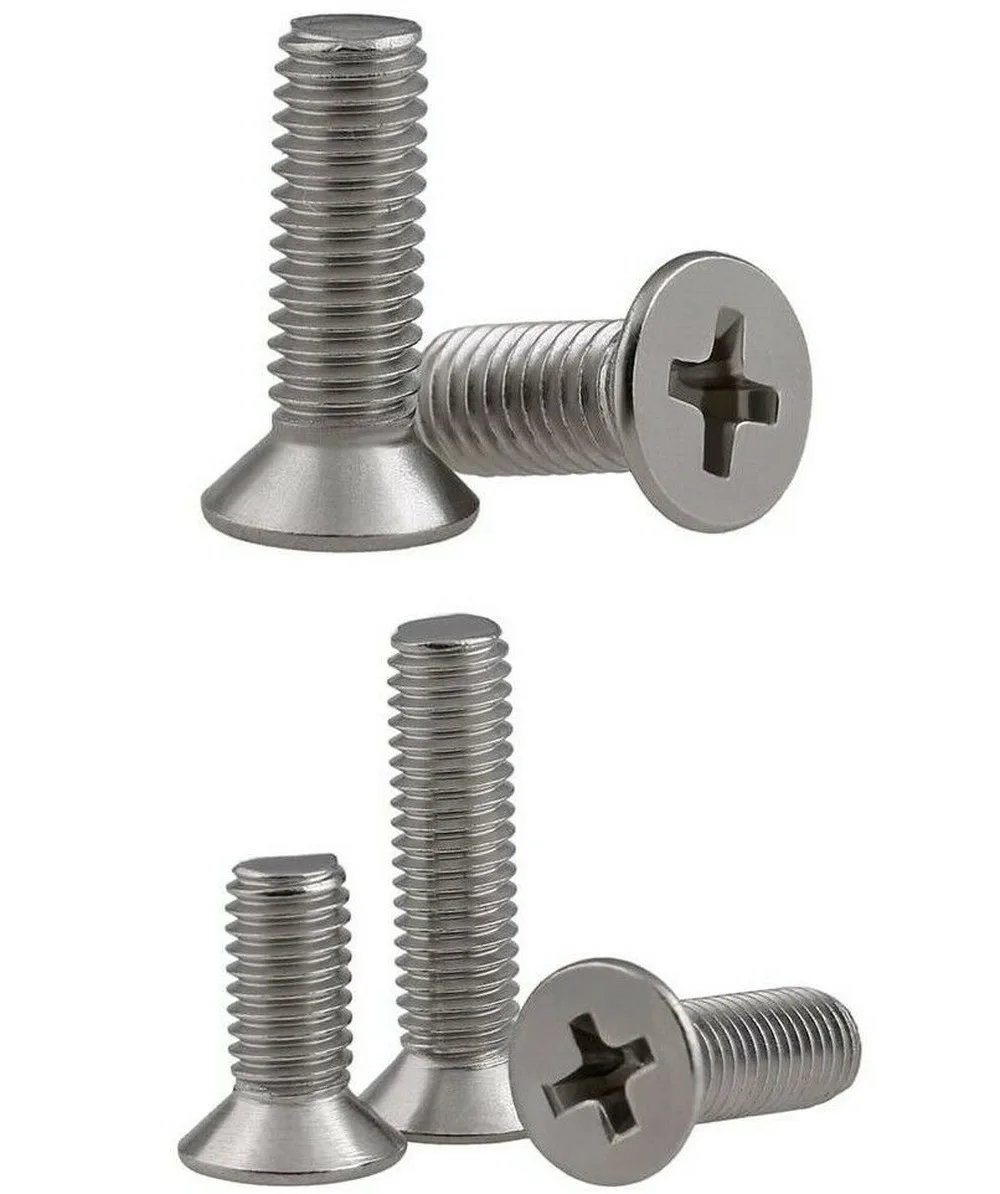 

M3 M4 M5 304 stainless steel cross countersunk head / flat head machine screws